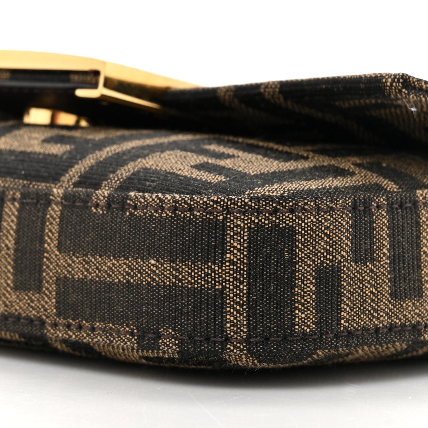 Fendi Fabric Jacquard FF 1974 Phone Baguette Tobacco Moro 9 of 10