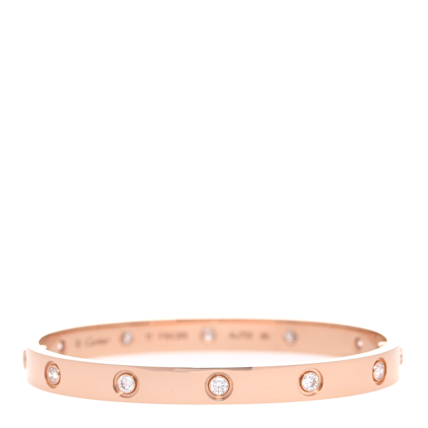Cartier 18K Pink Gold 10 Diamond LOVE Bracelet 17 3 of 7