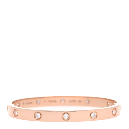 Cartier 18K Pink Gold 10 Diamond LOVE Bracelet 17 3 of 7