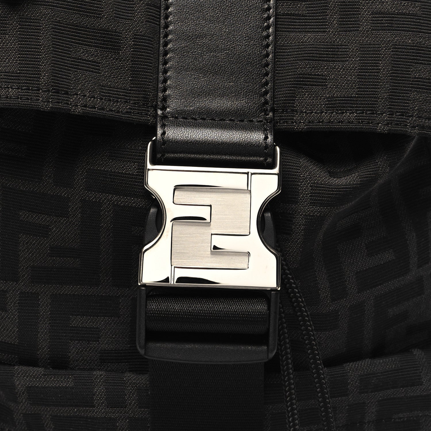 Fendi Recycled Fabric Jacquard Vitello Astro FF 1974 Small Fendiness Backpack Asfalto Black 8 of 10