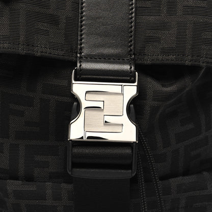 Fendi Recycled Fabric Jacquard Vitello Astro FF 1974 Small Fendiness Backpack Asfalto Black 8 of 10