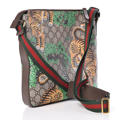 Gucci GG Supreme Monogram Bengal Web Medium Flat Messenger Beige Yard 3 of 13