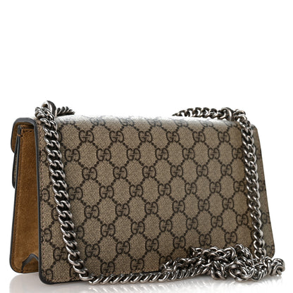 Gucci GG Supreme Monogram Suede Crystal Small Dionysus Shoulder Bag Beige Ebony Taupe 3 of 12