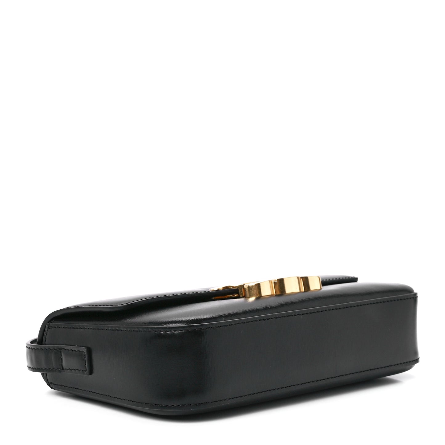 Shiny Calfskin Triomphe Shoulder Bag Black