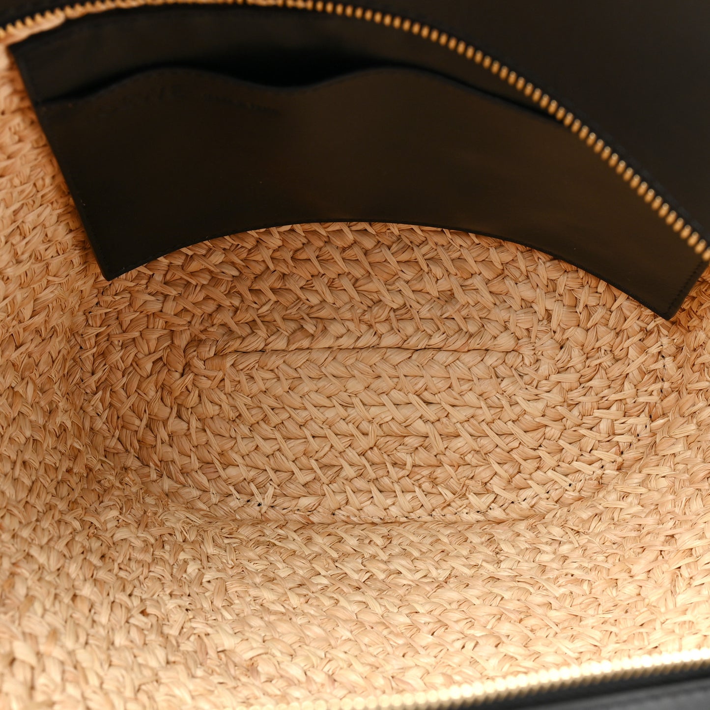 Raffia Nappa Calfskin Small Paseo Basket Bag Natural Black