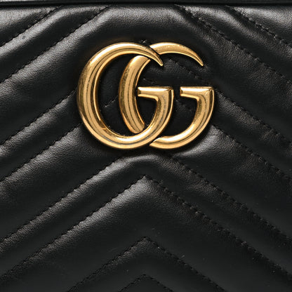 Gucci Calfskin Matelasse Small GG Marmont Chain Shoulder Bag Black 8 of 12