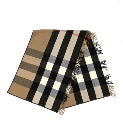 Burberry Wool Cashmere Half Mega Check Pocket Cape Scarf Archive Beige 2 of 6