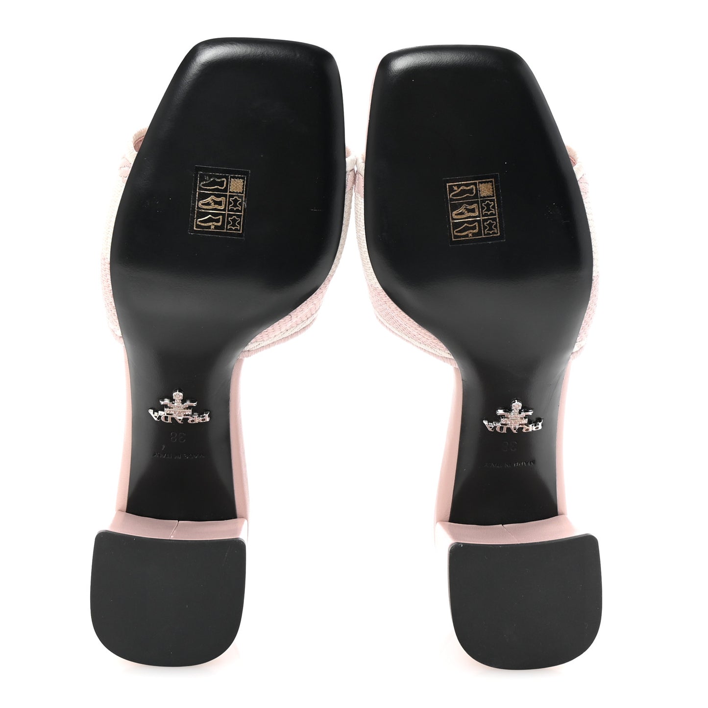 Fabric Logo Embroidered 65mm Block Heel Slide Sandals 38 Alabastro Talco