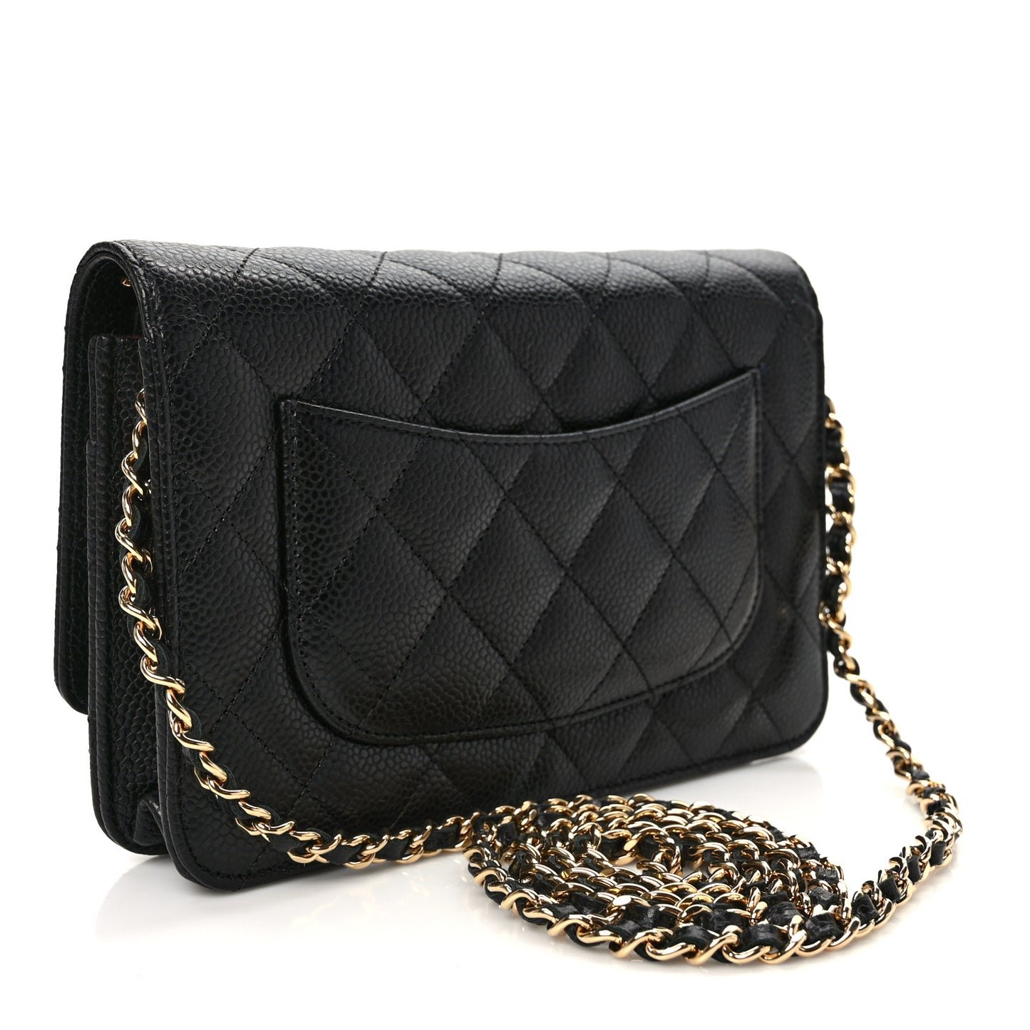Caviar Quilted Wallet on Chain WOC Black