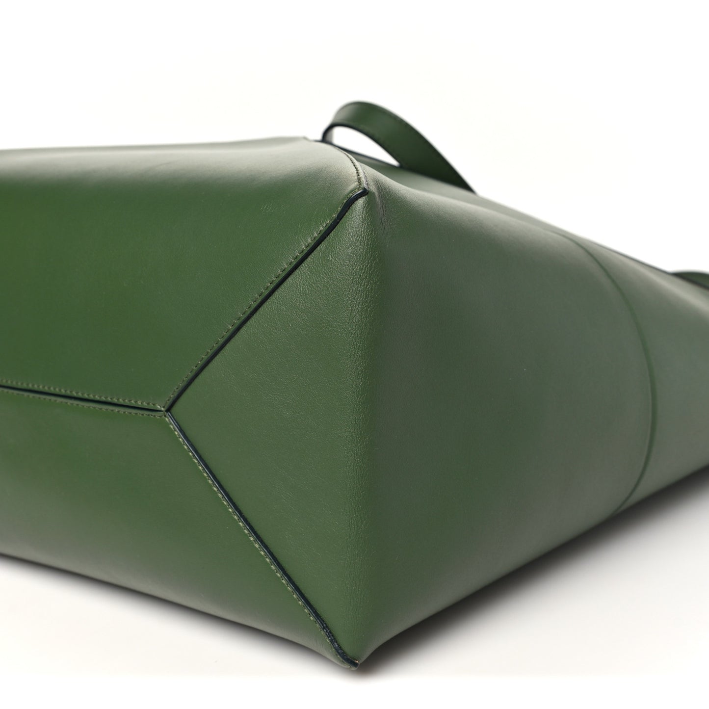 Shiny Calfskin Large Puzzle Fold Tote Hunter Green