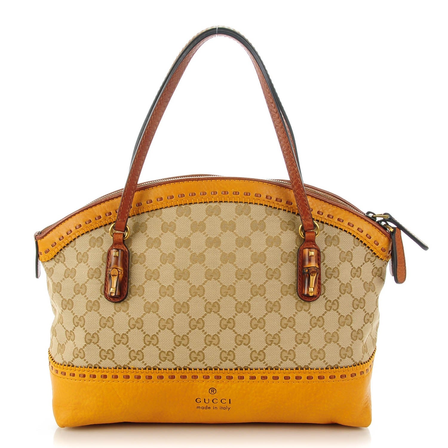 Gucci Monogram Laidback Crafty Dome Satchel Yellow 1 of 7