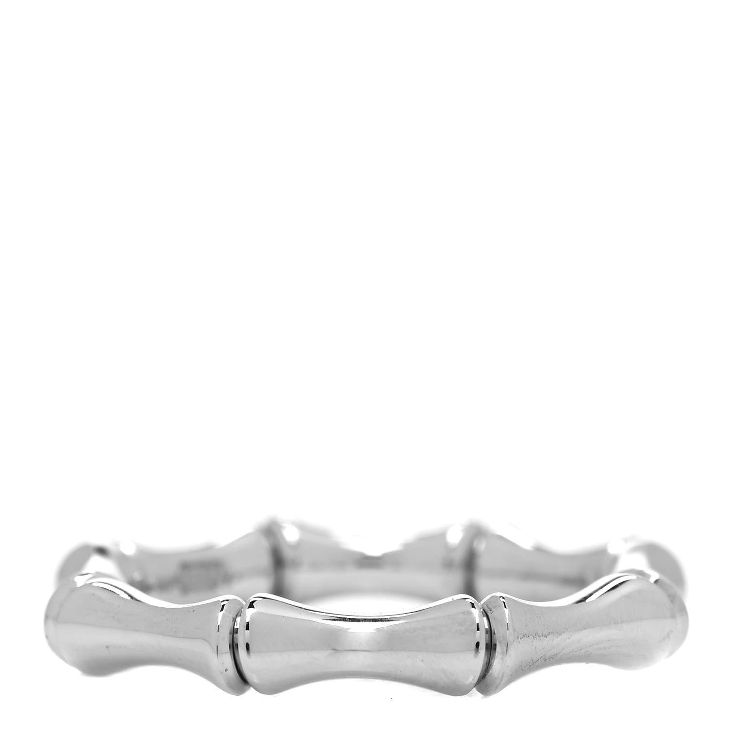 Gucci 18K White Gold Bamboo Spring Ring 50 5.5 3 of 4
