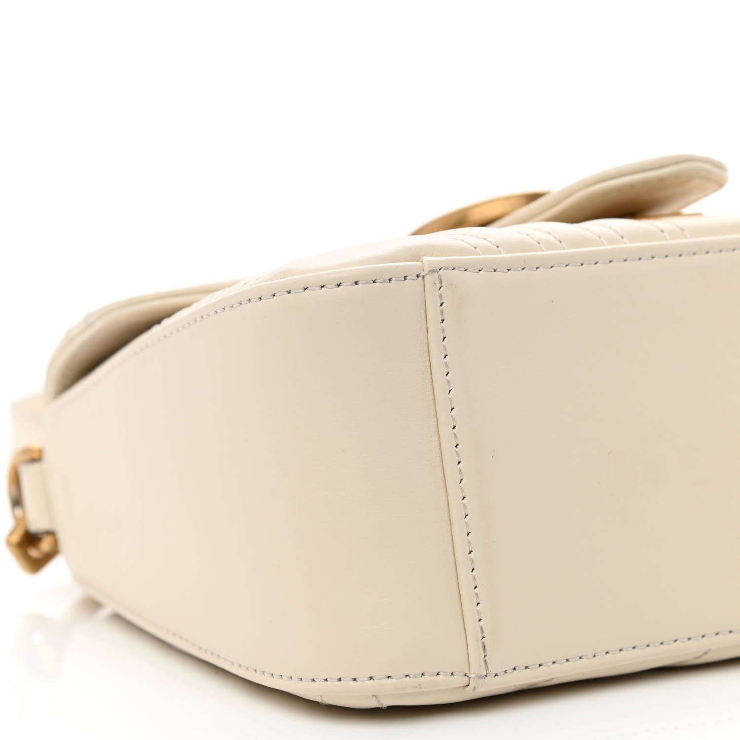 Gucci Calfskin Matelasse Mini GG Marmont Top Handle Shoulder Bag White 10 of 11
