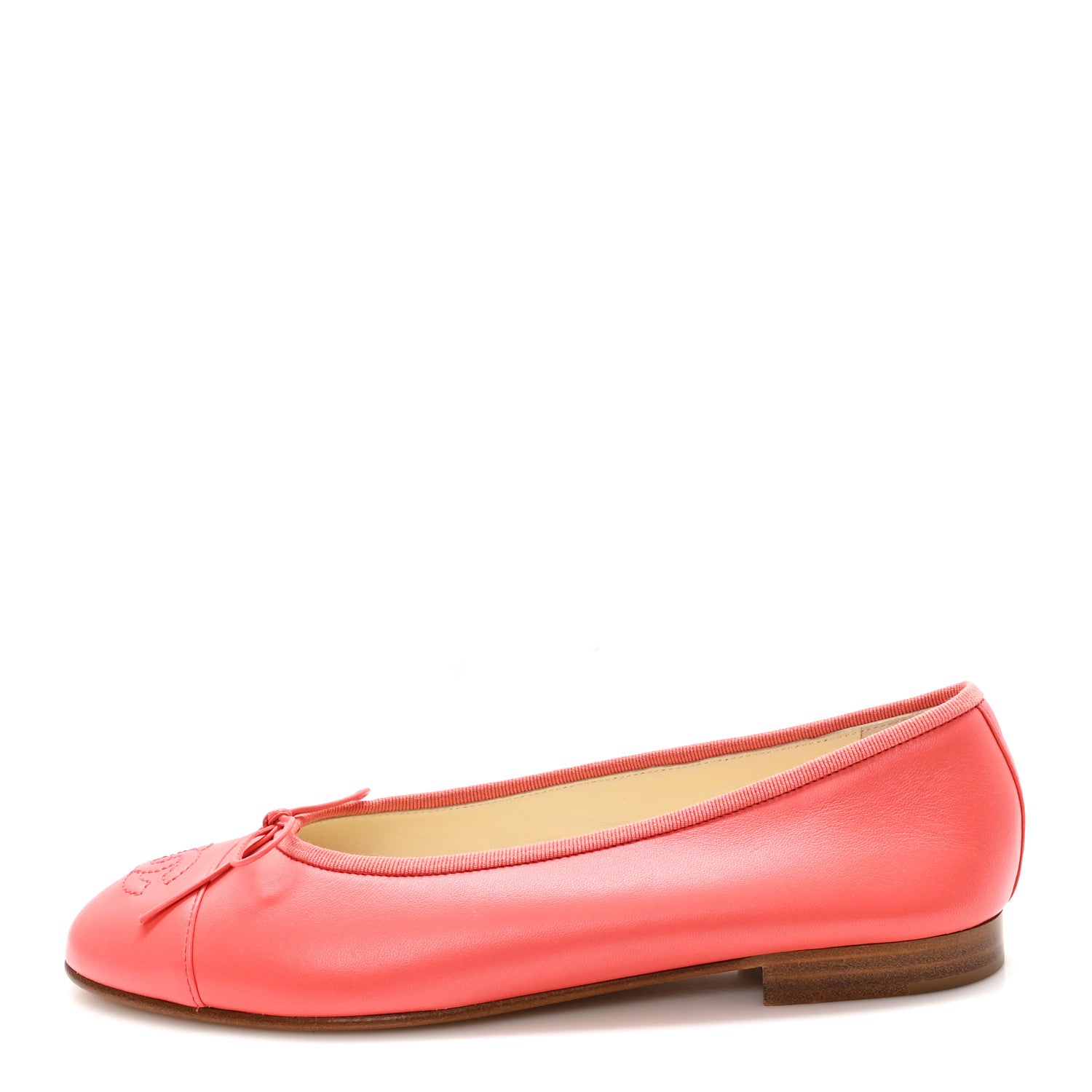 Chanel Lambskin Cap Toe Ballerina Flats 38 Coral 1 of 9