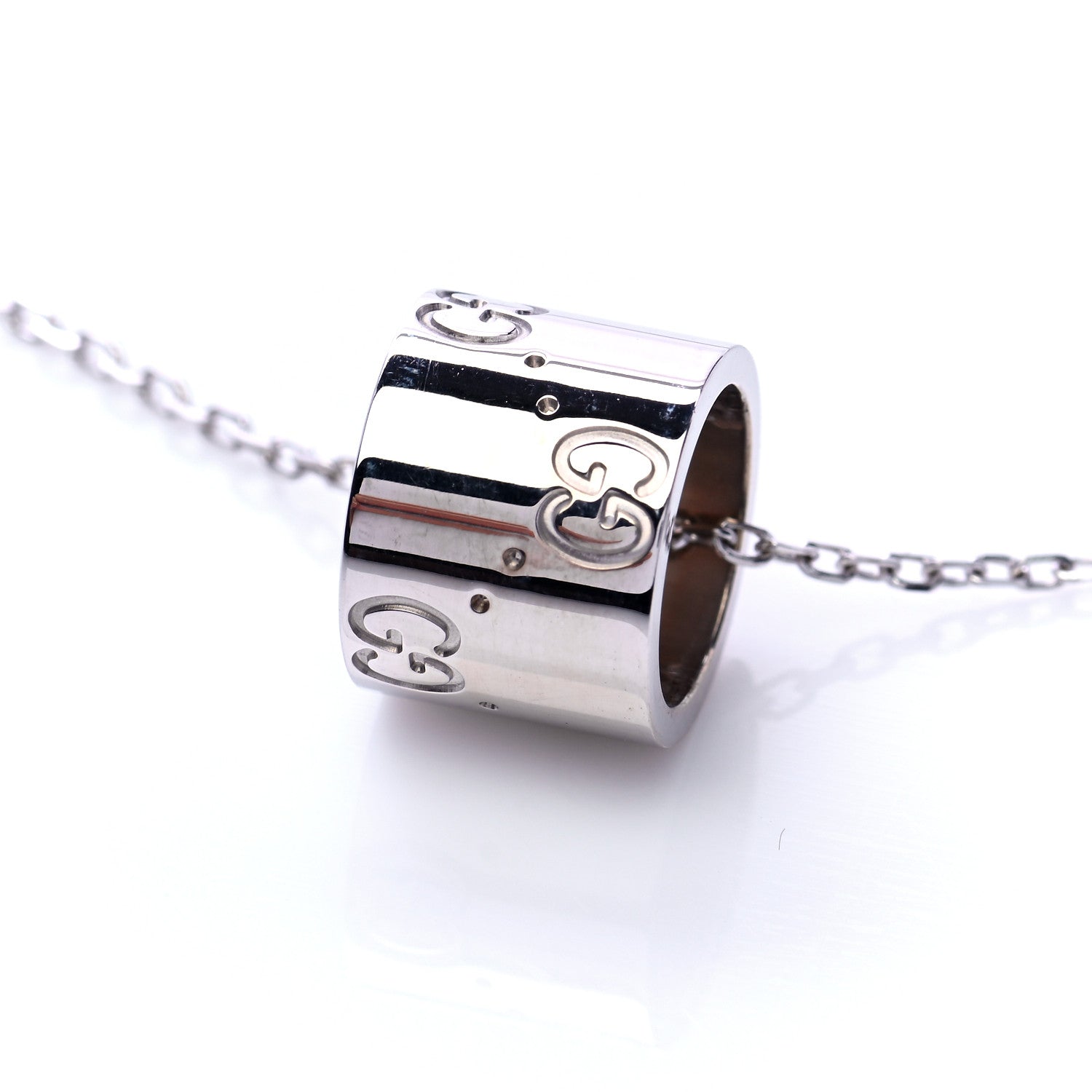 Gucci 18K White Gold Icon Twirl Pendant Necklace 4 of 8