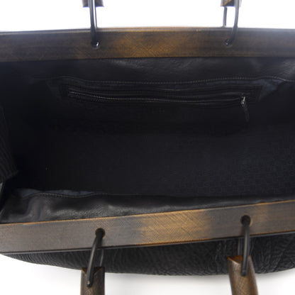Gucci Buffalo Wood Handle Frame Doctor Bag Black 4 of 8