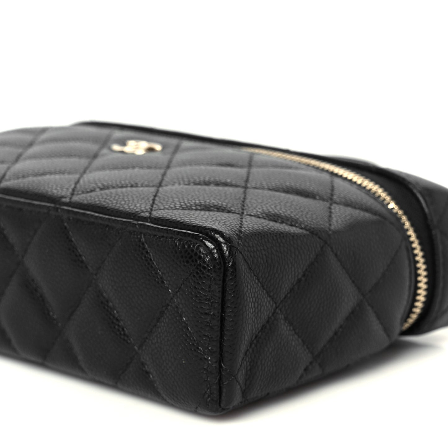 Caviar Quilted Top Handle Slim Vanity With Chain Black