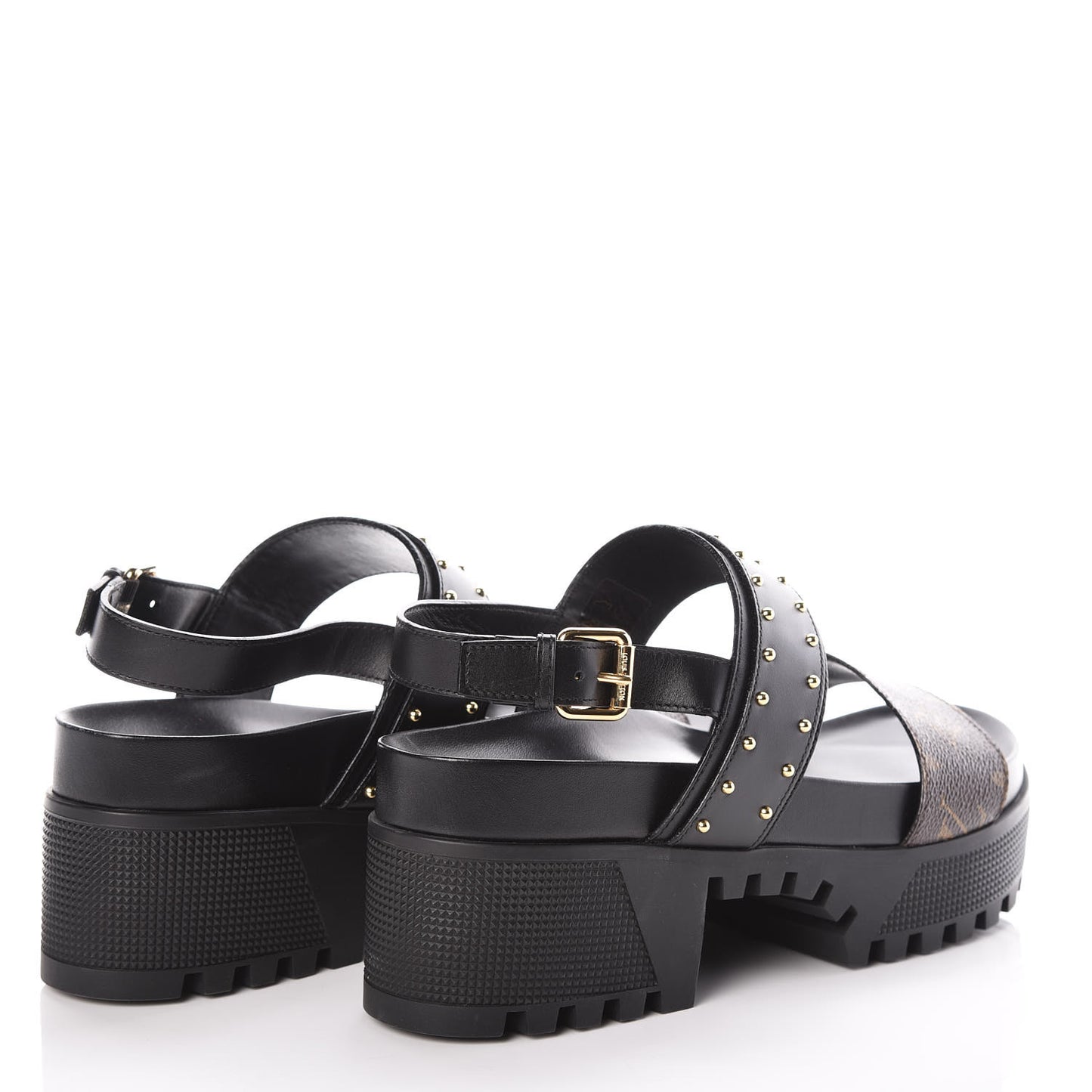 Calfskin Monogram Laureate Platform Sandals 40 Black