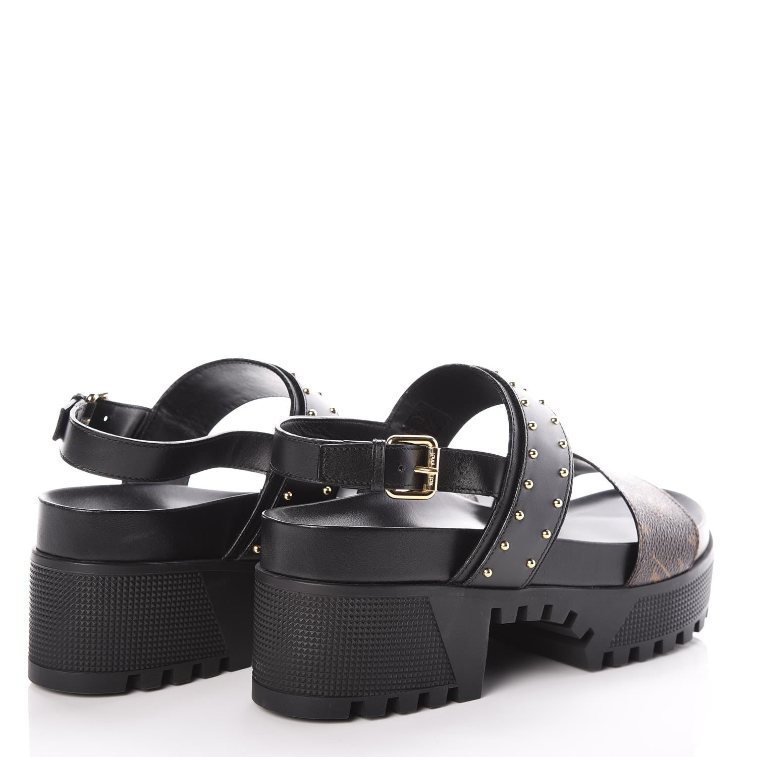 Louis Vuitton Calfskin Monogram Laureate Platform Sandals 40 Black 4 of 8