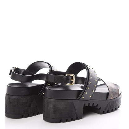 Louis Vuitton Calfskin Monogram Laureate Platform Sandals 40 Black 4 of 8