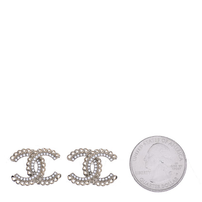 Chanel Crystal Chain CC Earrings Gold 2 of 4