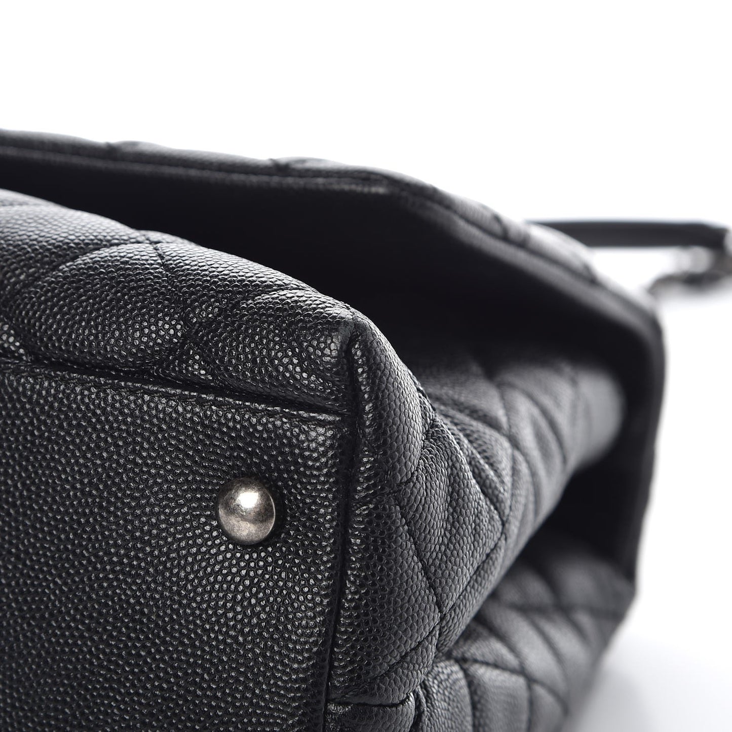 Caviar Lizard Quilted Small Coco Handle Flap Black
