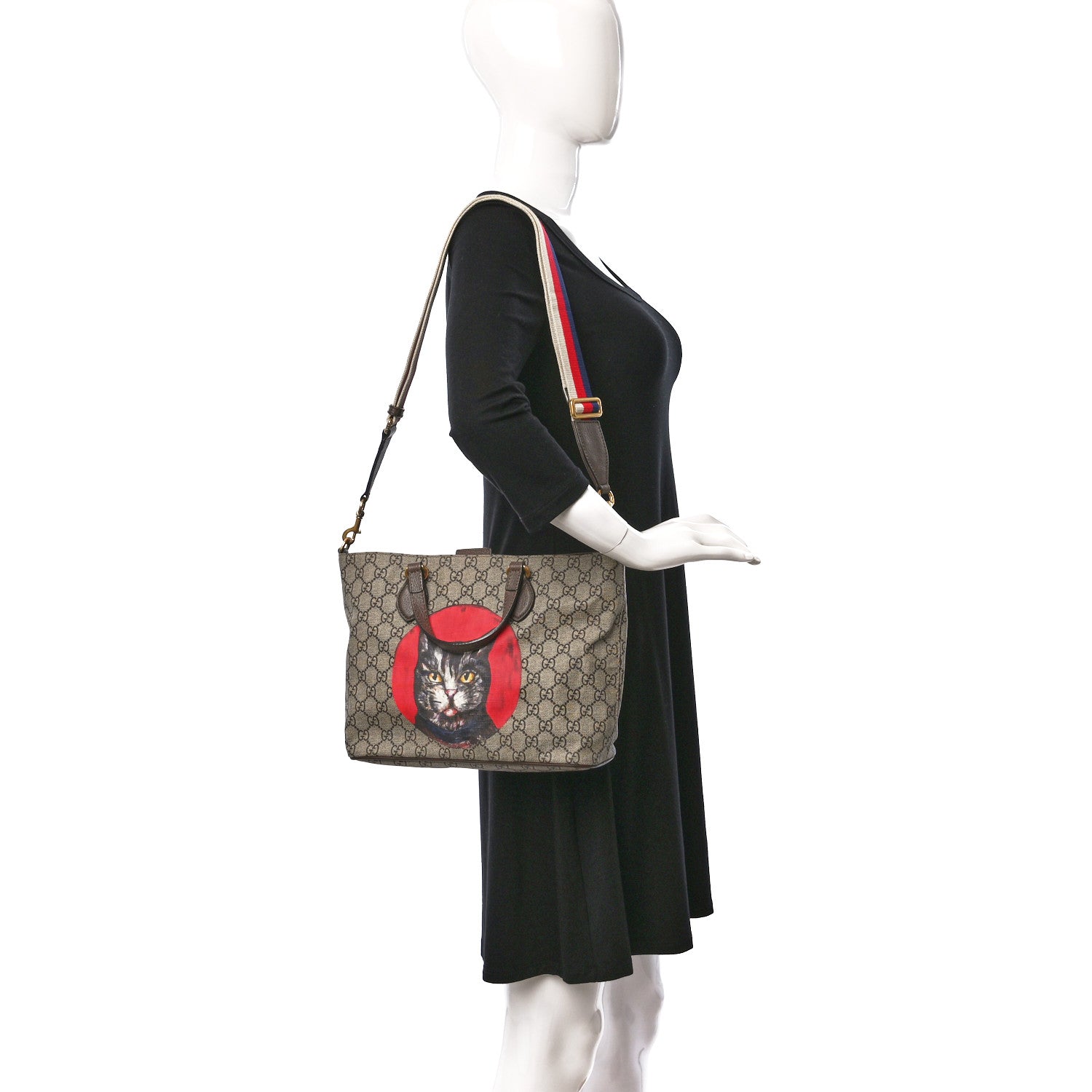 Gucci GG Supreme Monogram Mystic Cat Small Crossbody Tote Beige Malva 2 of 9