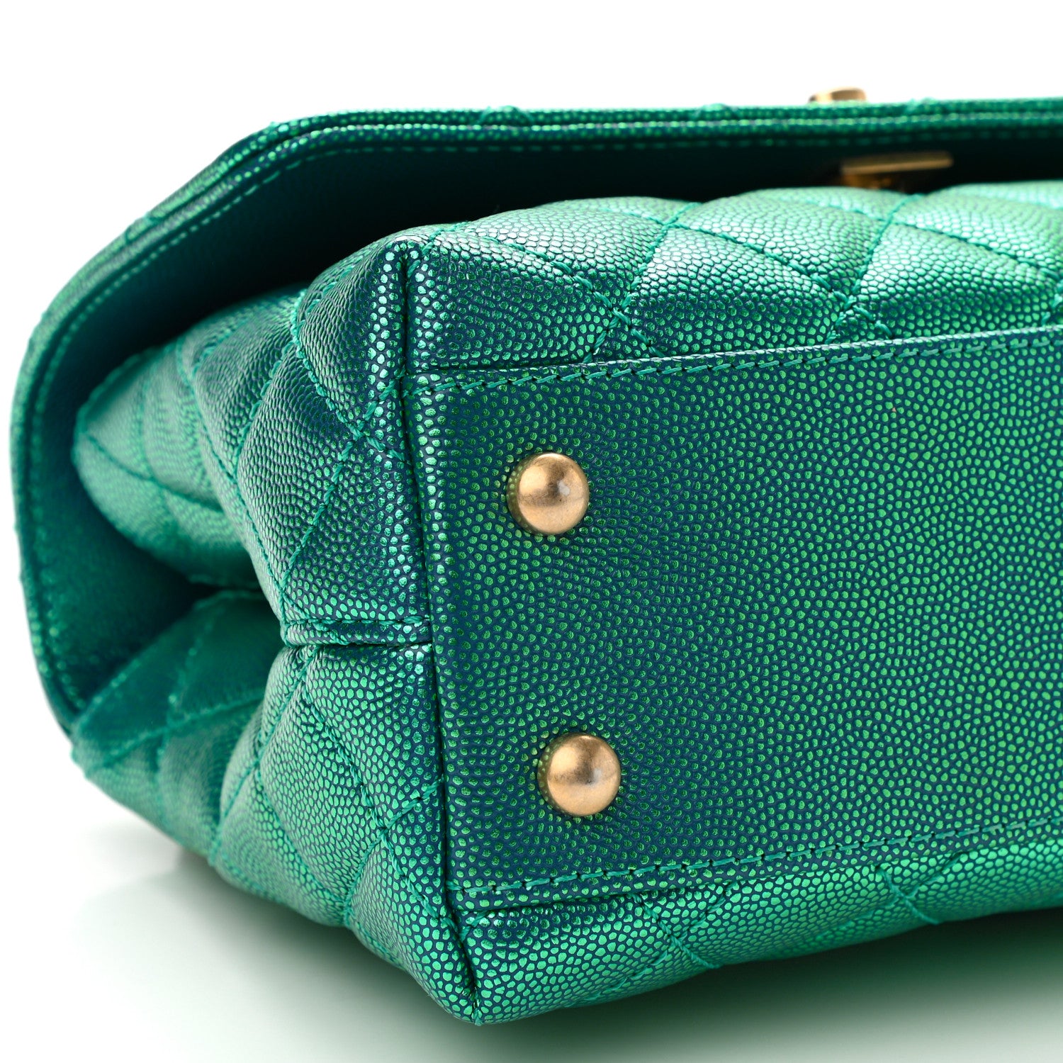 Chanel Metallic Caviar Quilted Mini Coco Handle Flap Blue 8 of 9