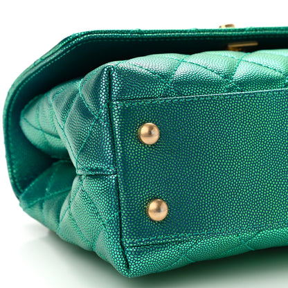 Chanel Metallic Caviar Quilted Mini Coco Handle Flap Blue 8 of 9