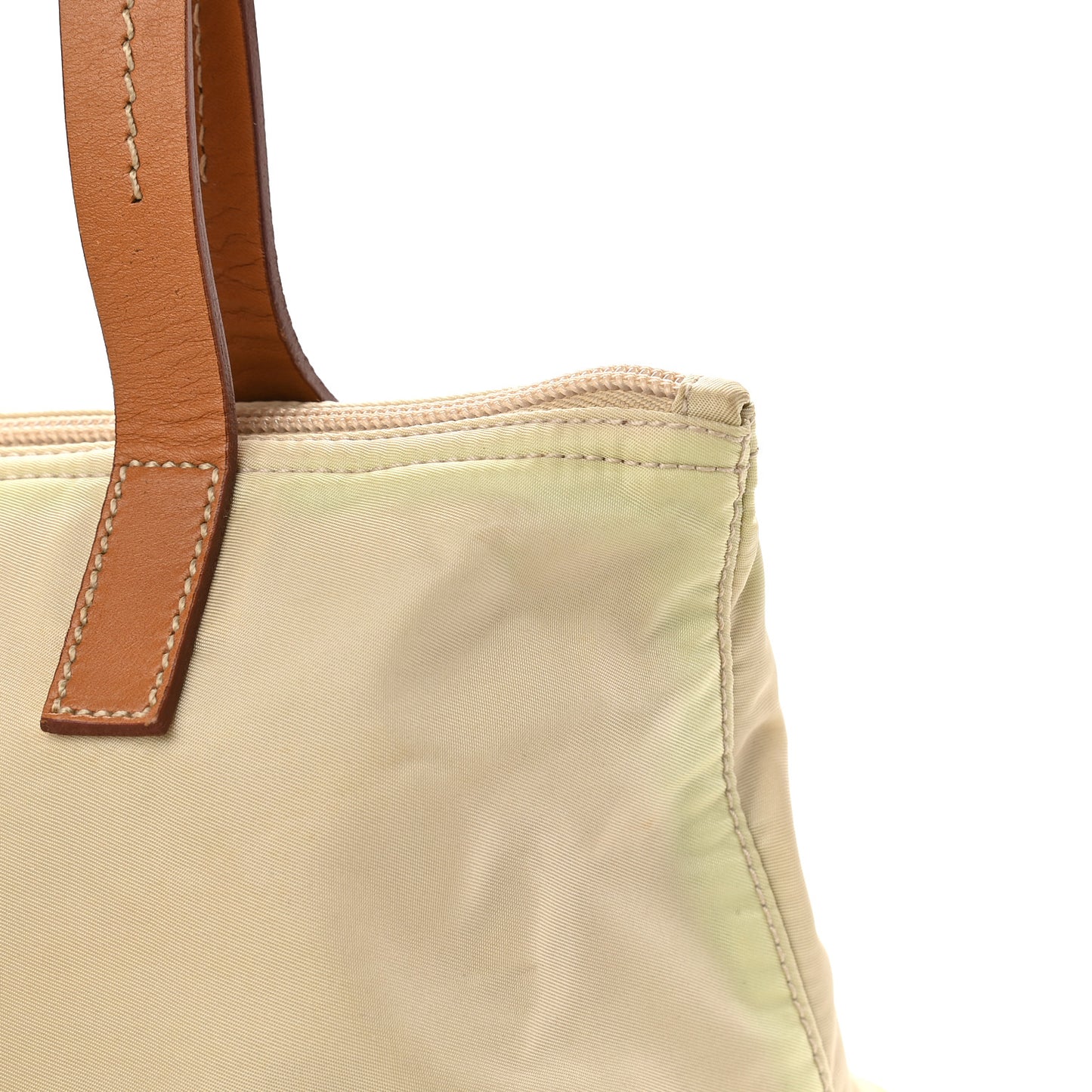 Tessuto Nylon Calfskin Tote Beige