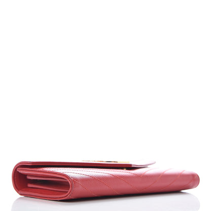 Saint Laurent Grain De Poudre Matelasse Chevron Monogram Flap Wallet Red 4 of 12