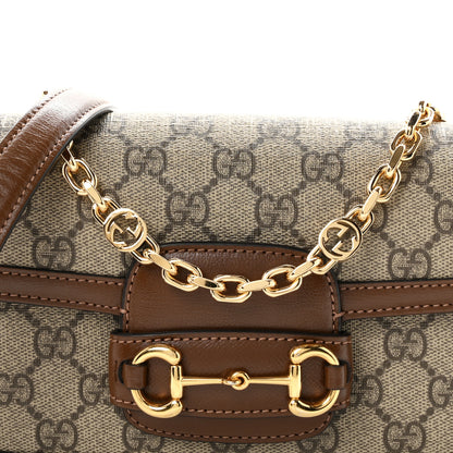 Gucci GG Supreme Monogram Small Horsebit 1955 Chain Shoulder Bag Beige Ebony Brown Sugar 8 of 10