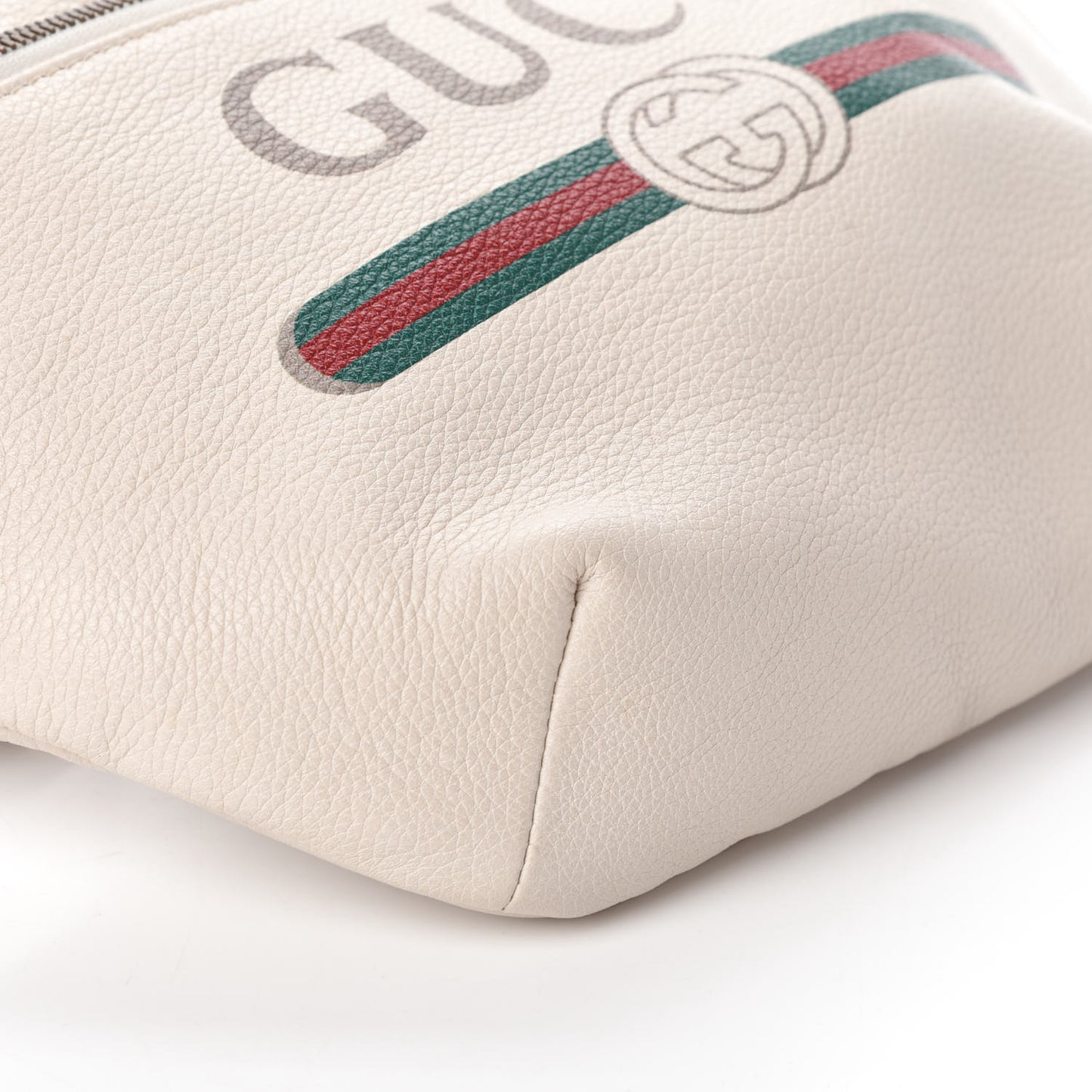 Grained Calfskin Logo Belt Bag White