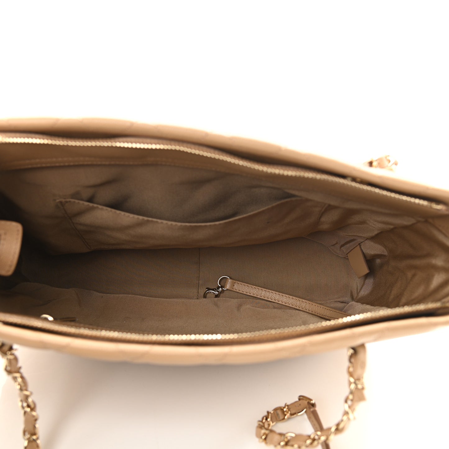 Caviar Quilted Rolled Up Tote Beige