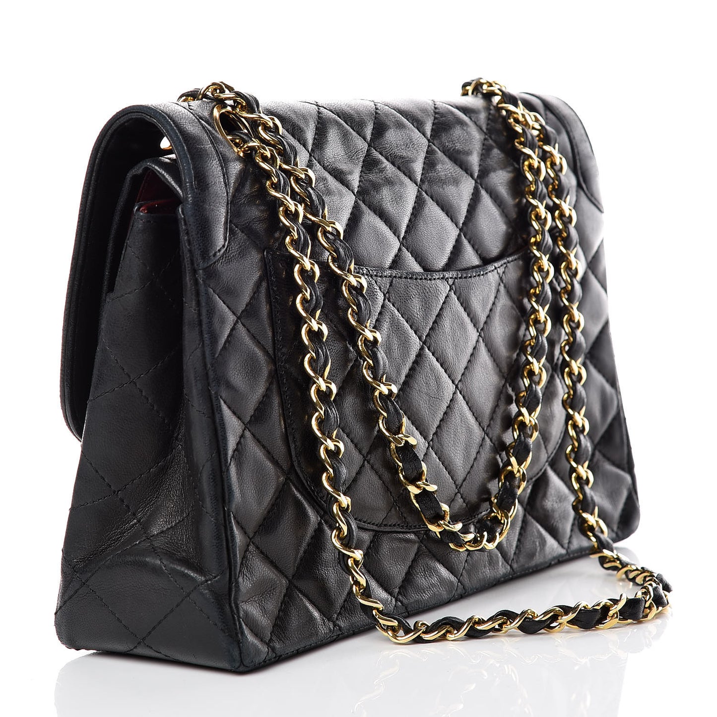 Lambskin Quilted Medium Double Flap Black