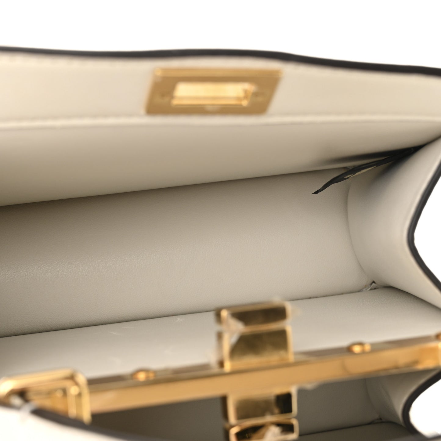 Shiny Nappa Petite Peekaboo I SEE U Satchel White