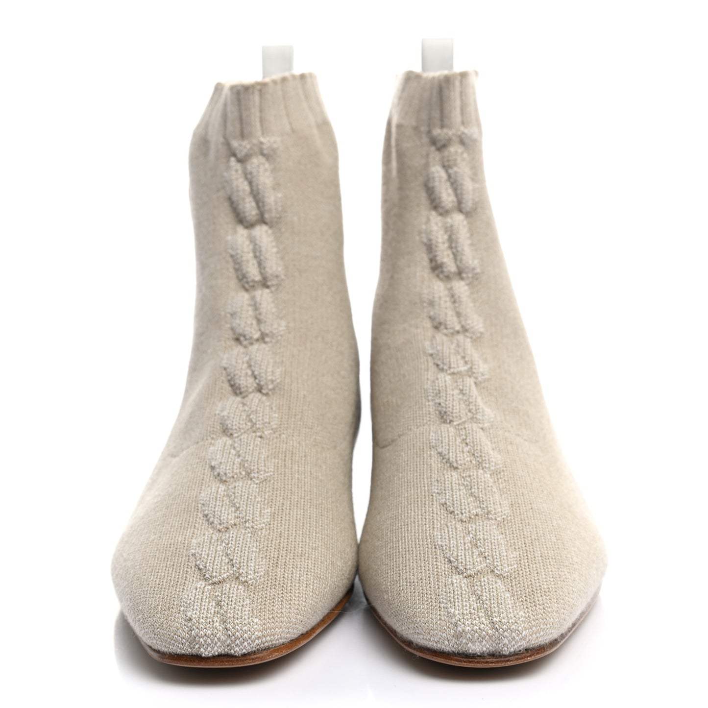 Knit Calfskin Duo Ankle Boots 36.5 Nocciola