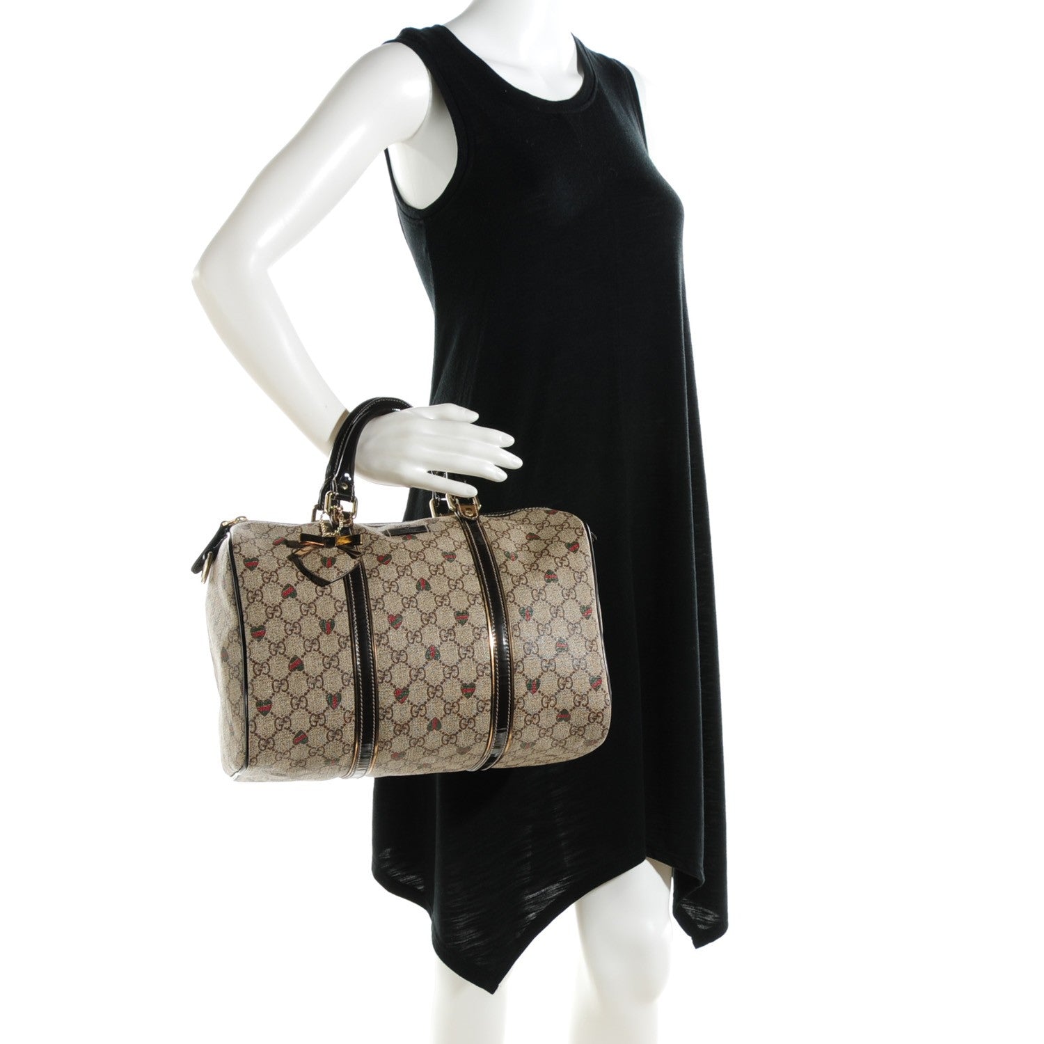 Gucci GG Plus Monogram Hearts Medium Joy Boston Dark Brown 2 of 7