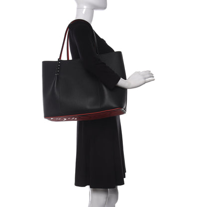 Christian Louboutin Calfskin Spiked Large Cabarock Shopper Tote Black 2 of 9