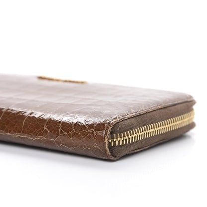 Miu Miu Vernice Crocodile Embossed Calfskin Zip Around Wallet Tobacco 8 of 9
