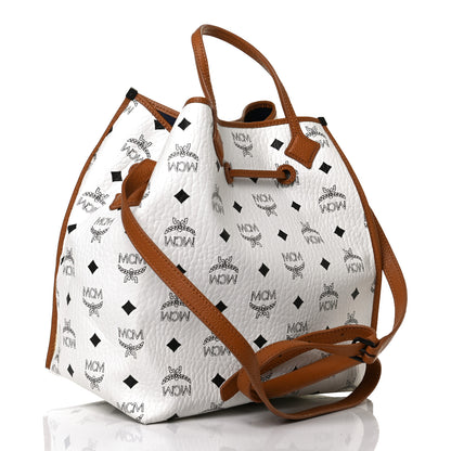 MCM Visetos Drawstring Bucket Bag White 2 of 14
