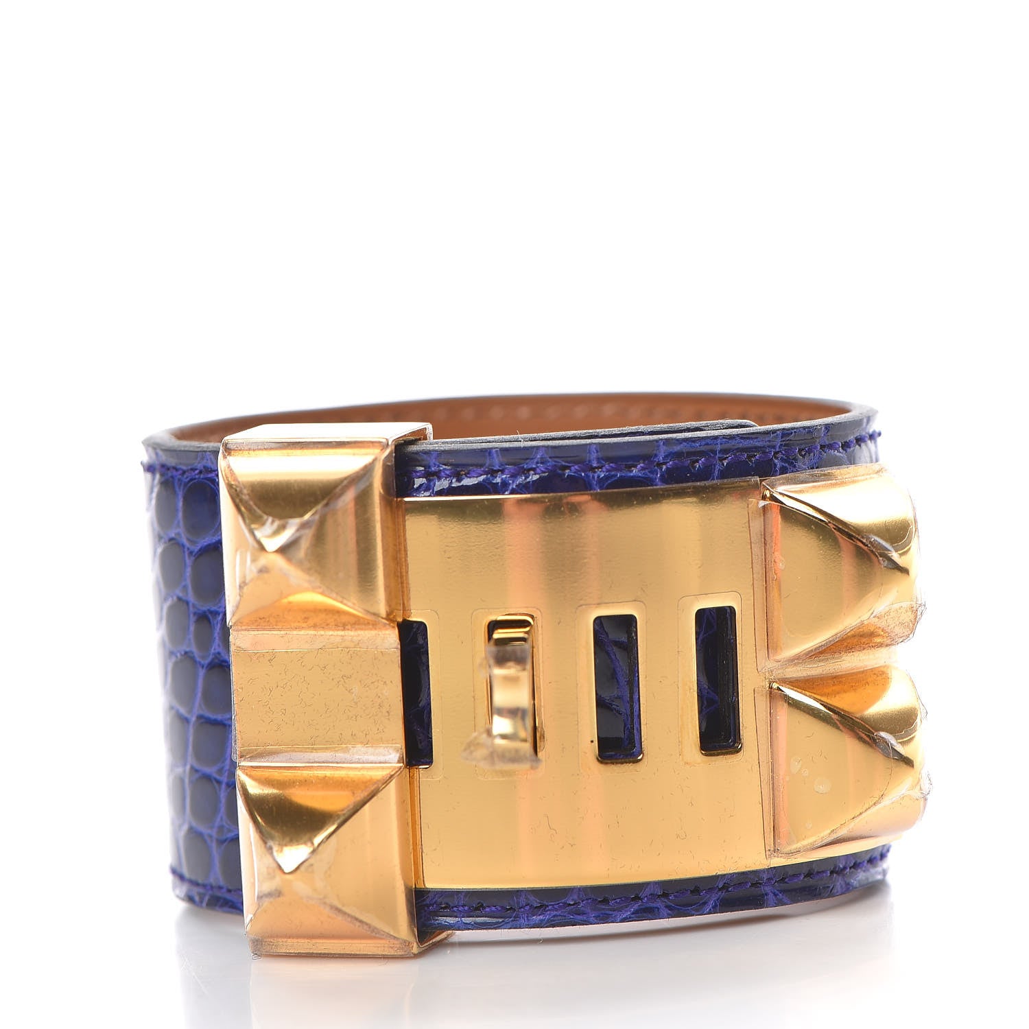 Hermes Shiny Alligator Collier De Chien CDC Bracelet S Bleu Electrique 3 of 6