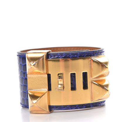 Hermes Shiny Alligator Collier De Chien CDC Bracelet S Bleu Electrique 3 of 6