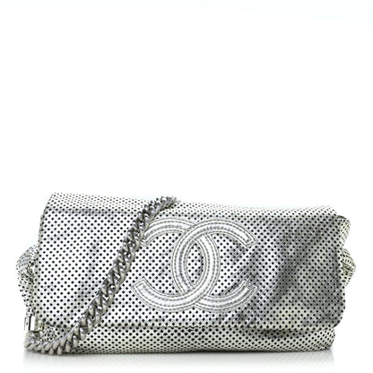 Chanel Metallic Glazed Calfskin Perforated Rodeo Drive Flap Silver 1 of 9