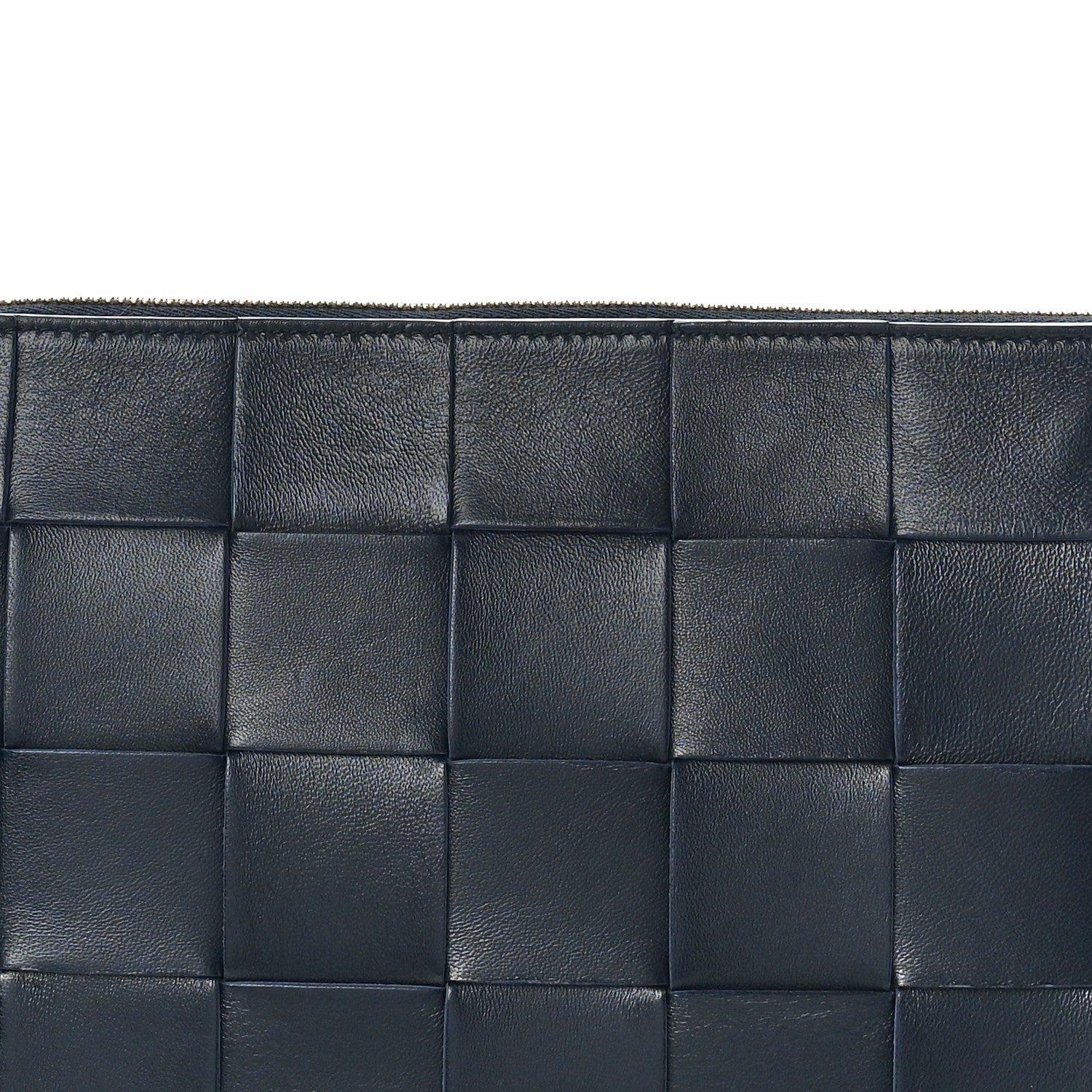 Bottega Veneta Nappa Maxi Intrecciato Large Cassette Flat Zip Pouch Navy Blue 7 of 7