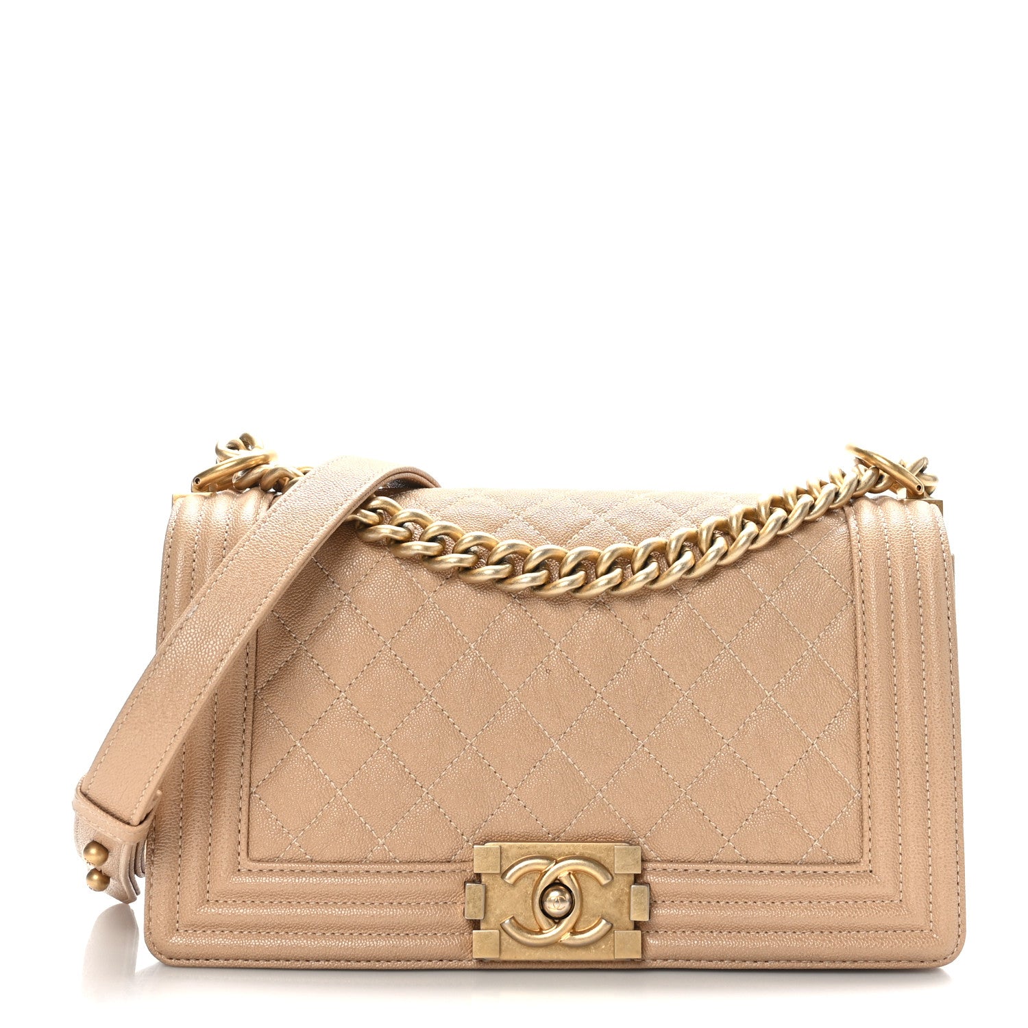 Chanel Caviar Quilted Medium Boy Flap Beige 1 of 9