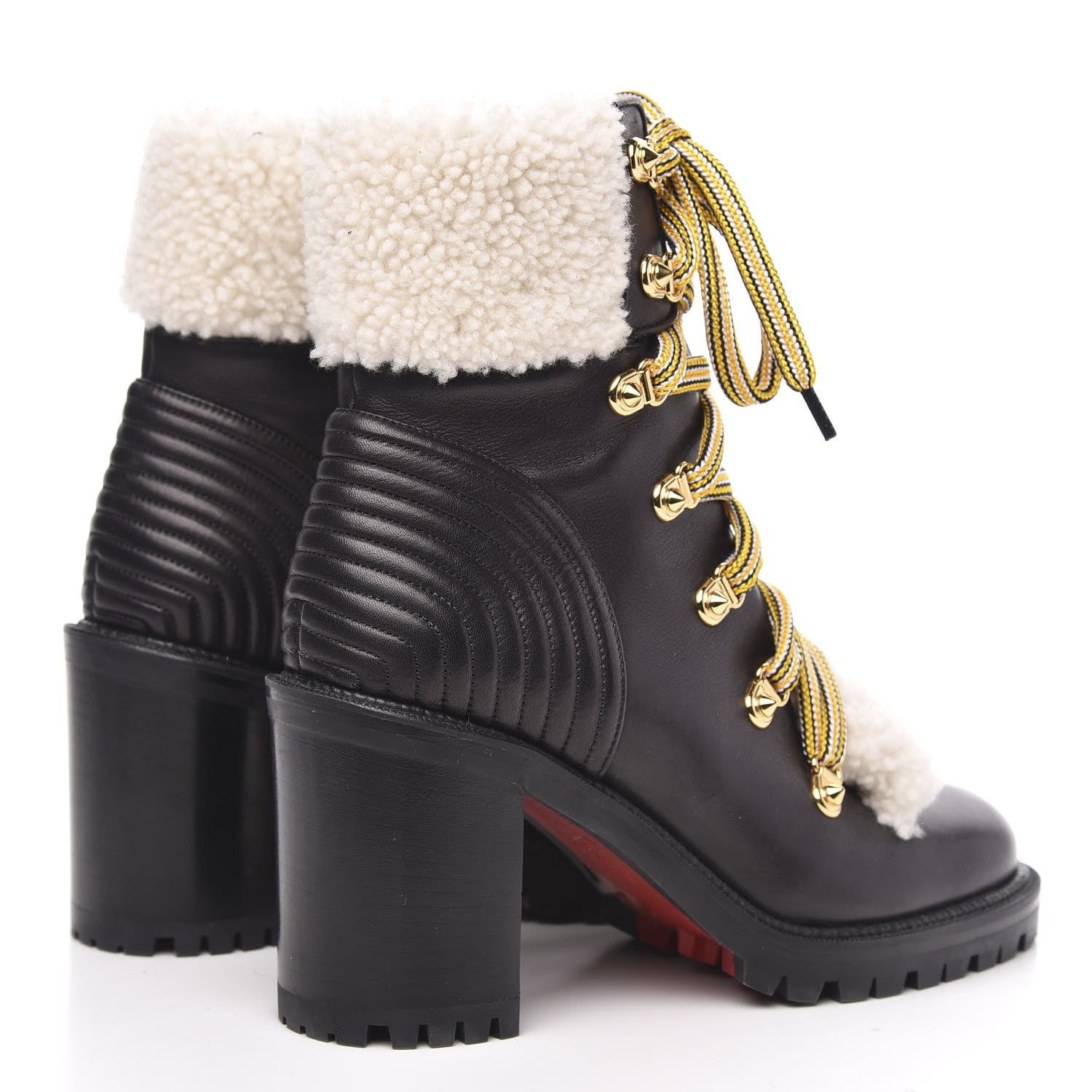 Christian Louboutin Calfskin Shearling Yetita 70 Hiker Booties 38 Black 4 of 7