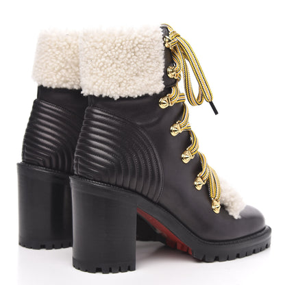 Christian Louboutin Calfskin Shearling Yetita 70 Hiker Booties 38 Black 4 of 7