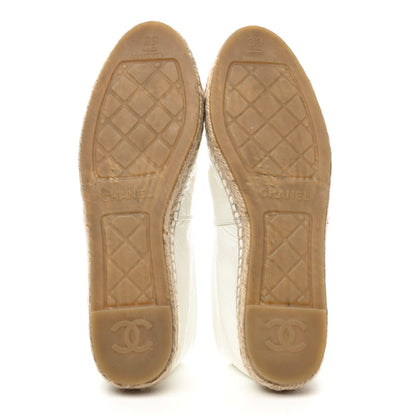 Chanel Patent Calfskin Crystal CC Espadrilles 39 White Black 5 of 10