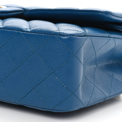 Chanel Caviar Quilted Medium Double Flap Blue 10 of 12